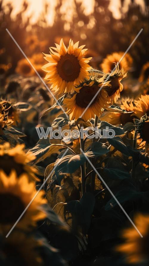 Sunlit Sunflower Field Tapet [d8404fe4cf3f4bafa435]