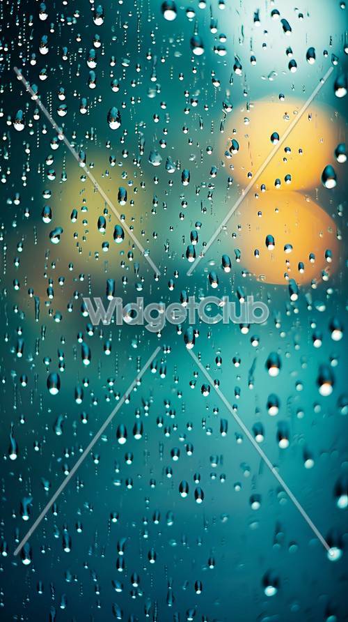 Gocce di pioggia sul vetro con colori tenui sullo sfondo