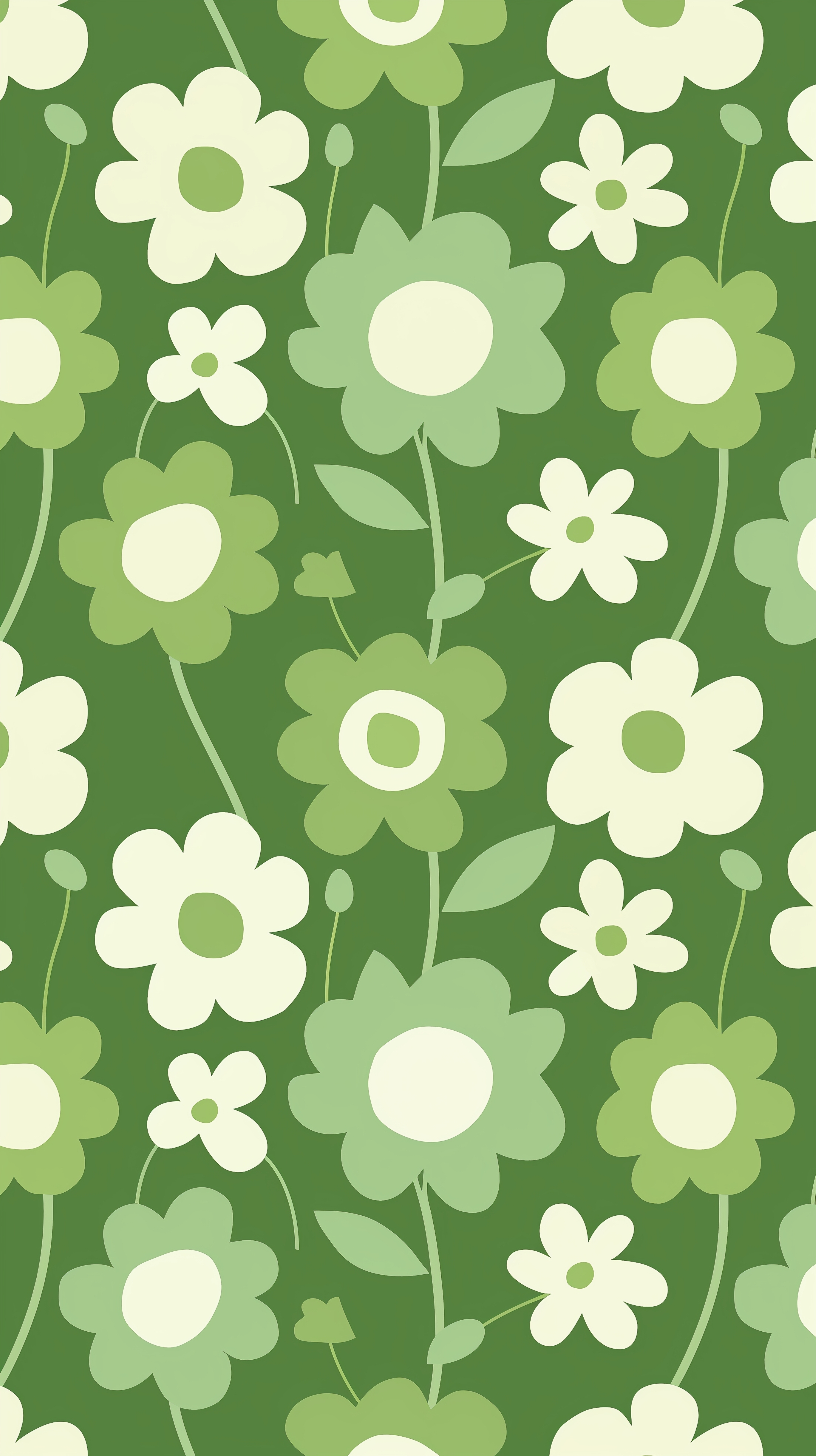 Green and White Floral Pattern for Kids Обои[297654a0d56a4ec28c4e]