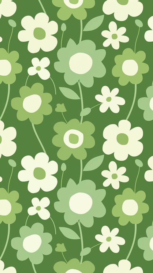 Green and White Floral Pattern for Kids