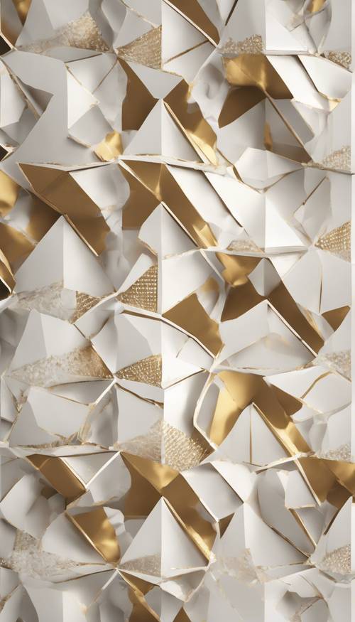 A white and gold geometric pattern with soft transitions. Tapeta [0c2b566e184f42c19aa1]