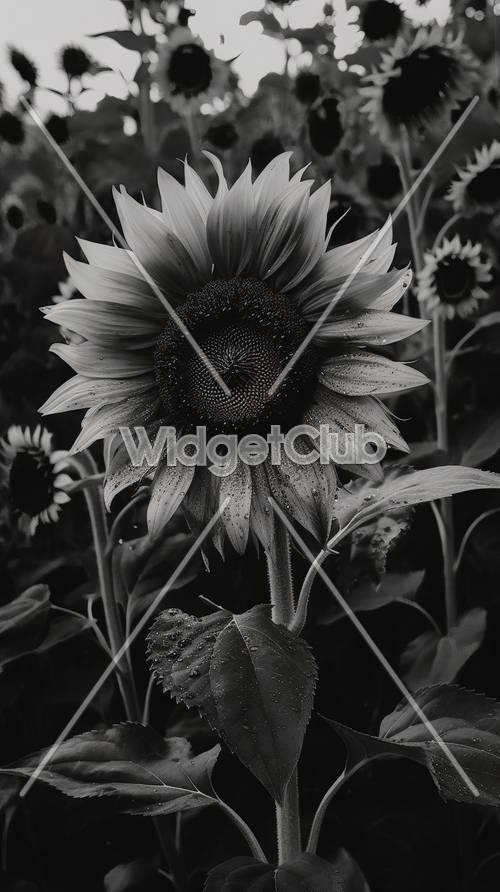 Black and White Sunflower Beauty Background