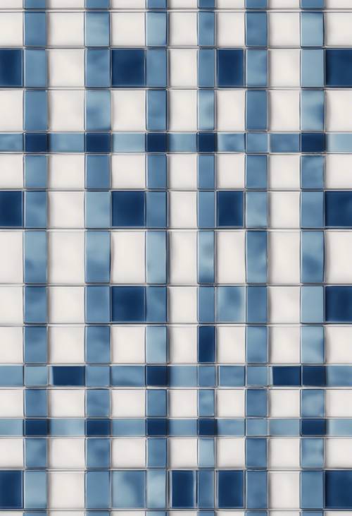 Un élégant motif à carreaux bleus et blancs sans couture rappelant les carreaux de cuisine traditionnels.