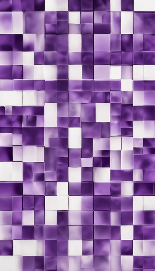 An intricate pattern of checkered squares exhibiting shades of regal purple and pristine white. Tapet [e08daec609d94ba48e20]