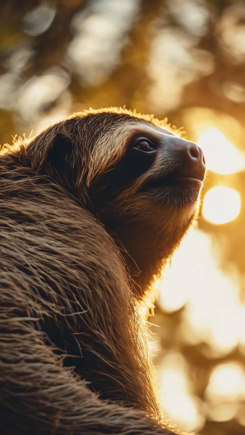 A sloth silhouette against the fading golden light of departing day. Тапет [7588f274339b487d999d]