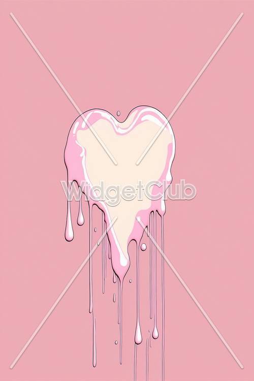 Dripping Pink Heart on Soft Pink Background