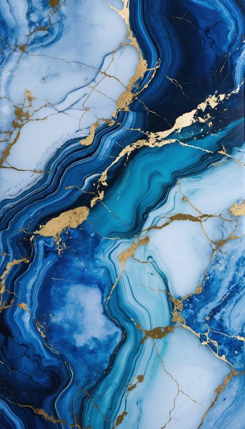 Blue and Gold Marble Waves