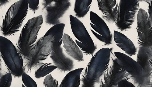 A texture of raven feathers interlaced in a pattern that never ends. Tapet [92bb36dcd5ae4abf950c]