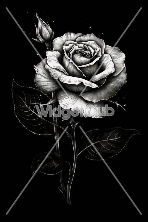 Beautiful Black and White Rose Art