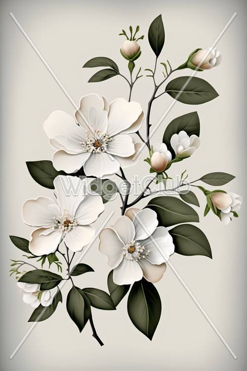 Fleurs blanches élégantes sur fond doux