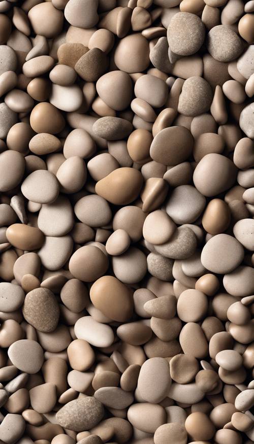 A seamless pattern of tan pebbles scattered singularly.