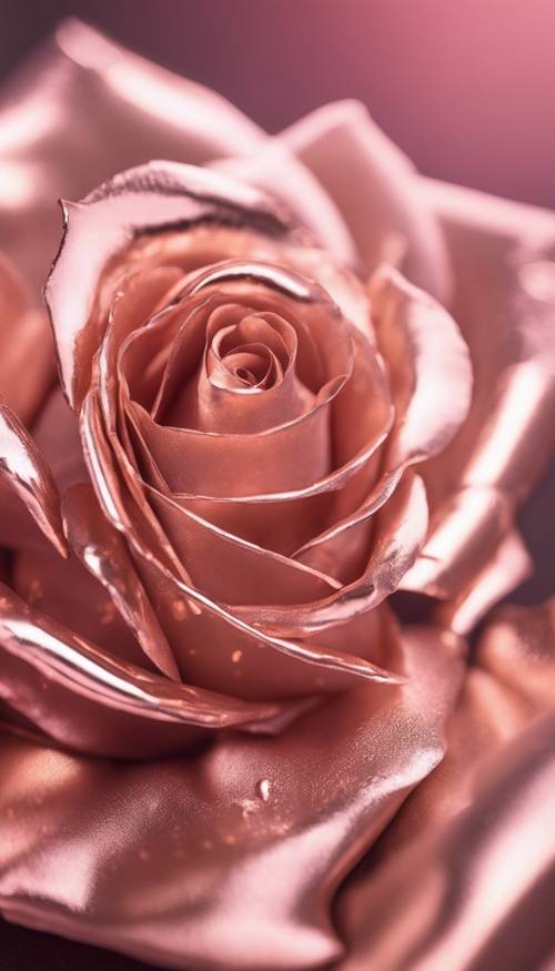 Shiny metallic pink gradient like polished rose gold.
