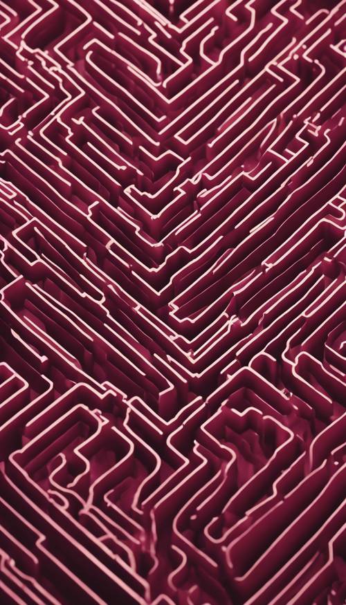 An intricate maze pattern in soft transitions of burgundy tones.