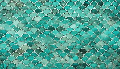 A tile-like pattern in different shades of turquoise. Wallpaper [b34452c578b846639325]