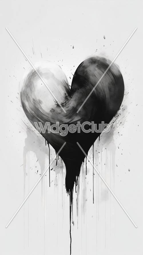 Nghệ thuật trái tim trừu tượng màu đen và trắng