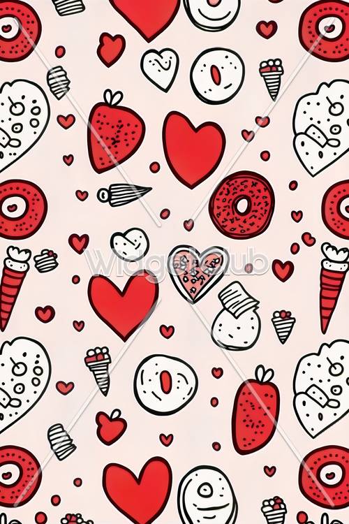 Cute and Colorful Hearts and Treats Pattern