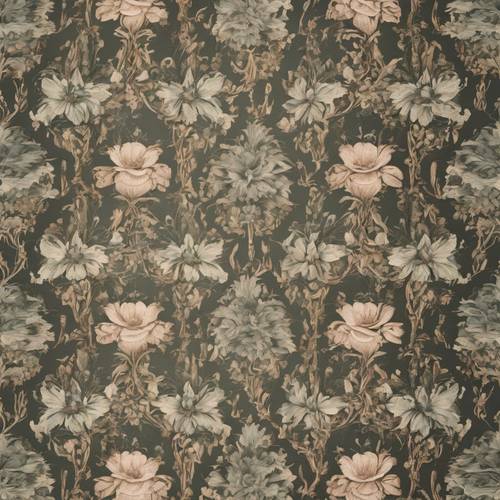 Victorian floral repeat pattern reminiscent of antique floral tapestries in mild colors.