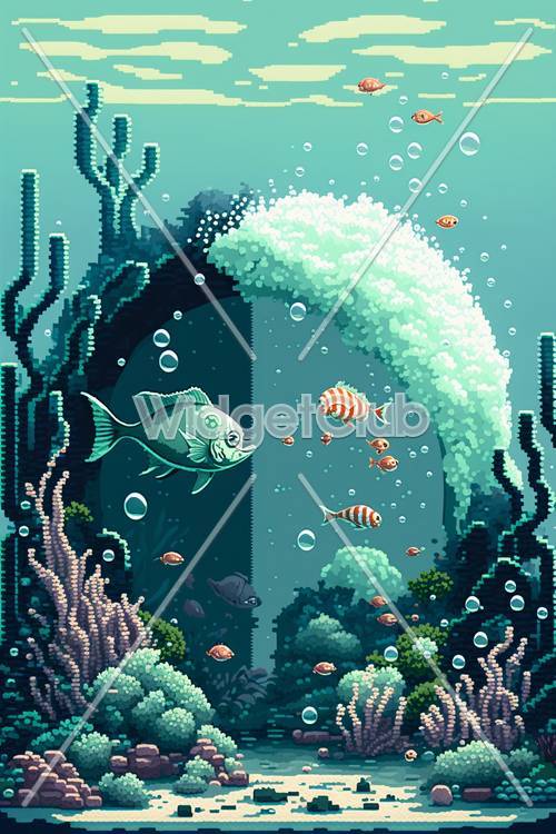 Magie sous-marine avec poissons colorés et bulles