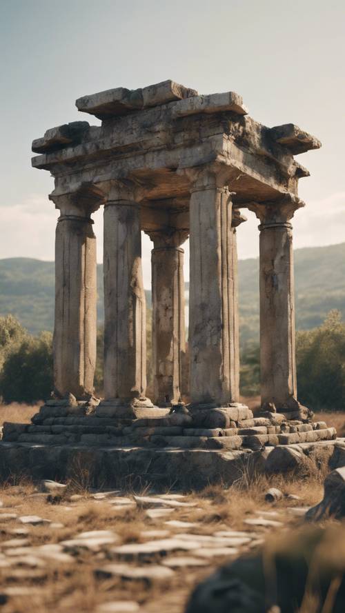 Zapomniany starożytny pomnik, stojący samotnie pośrodku stuletnich ruin.