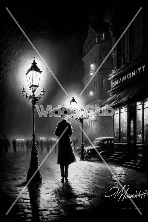 Moonlit Rainy Night in the City