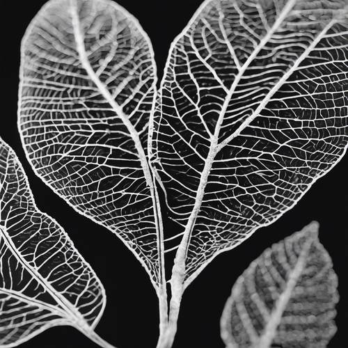 A striking white skeleton leaf against a deep black velvet cushion