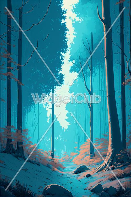 Scène de la forêt bleue enchantée