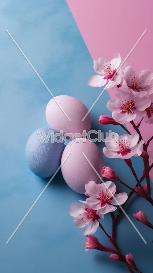 Ovos de Páscoa e flores da primavera