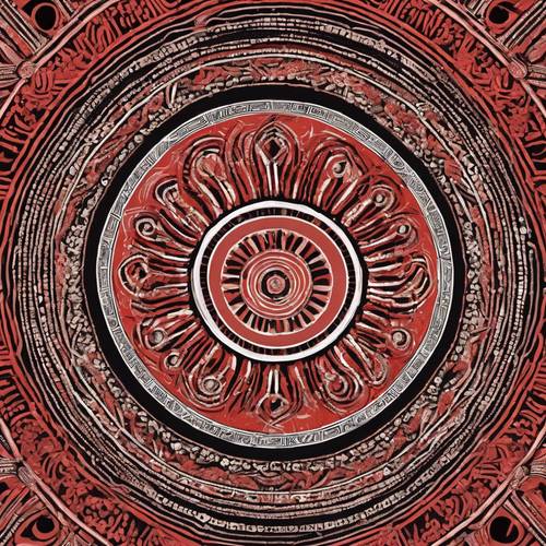 Red and black circular repeating patterns reminiscent of tribal art Tapeet [d3c6c67d4d0c4fa78d62]