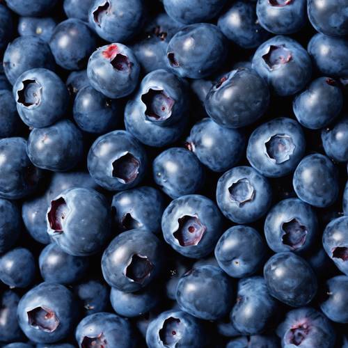 A close-up of a blueberry's skin, zoomed in so much that it fills the entire frame with its rich, deep blue color.