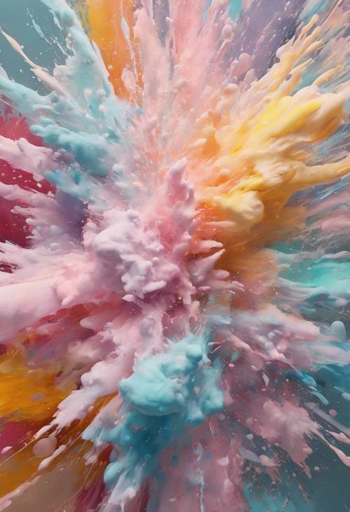 Vibrant explosion of soft pastel colors in a dynamic abstract painting. Divar kağızı [8c17cdfb07374652a652]