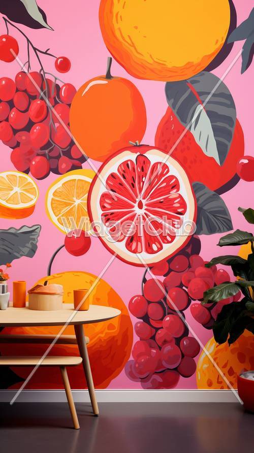 カラフルな柑橘類とベリーのデザイン