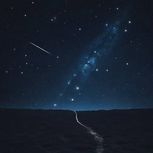 Bintang jatuh yang kesepian bergerak melintasi luasnya ruang angkasa yang berwarna biru tua.