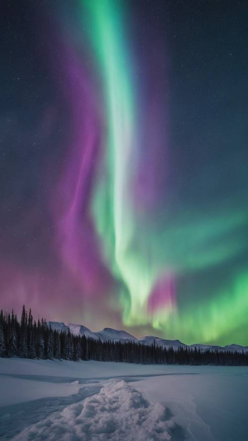 A luminous painting capturing the ethereal beauty of the Northern Lights.