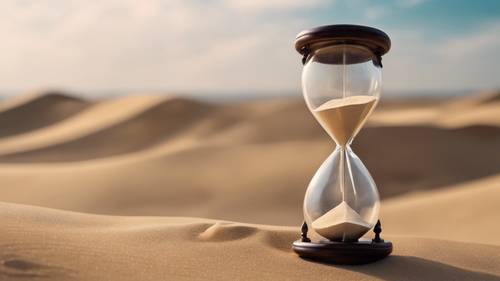 An hourglass in a sea of sand articulates 'Patience is not the ability to wait, but the ability to keep a good attitude while waiting'.