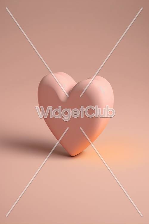 Мягкое розовое сердце на светло-персиковом фоне