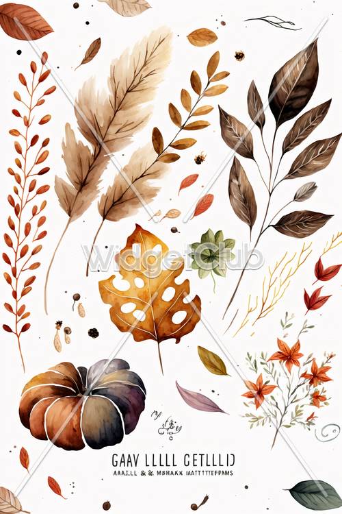 Осенние листья и тыквы Арт