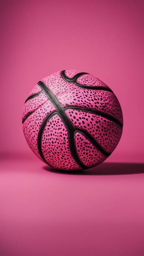Bola basket bermotif cheetah merah jambu yang mewah.