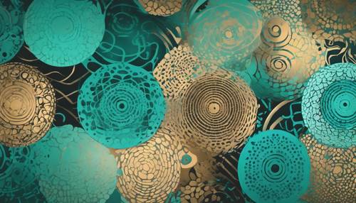 An abstract background of circular patterns transitioning in an ombre of turquoise. Tapeta [e60f0d4e964b4fc99f33]