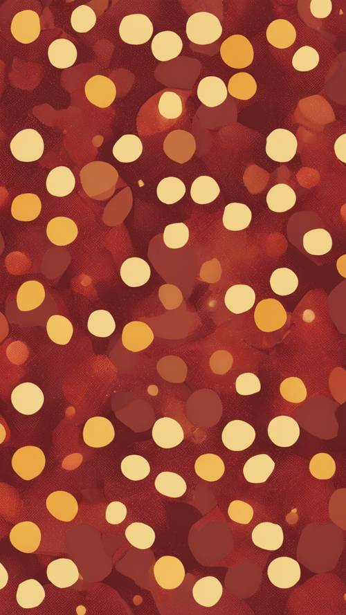 Polka dots, some crimson red, some amber yellow, all over the endless pattern.