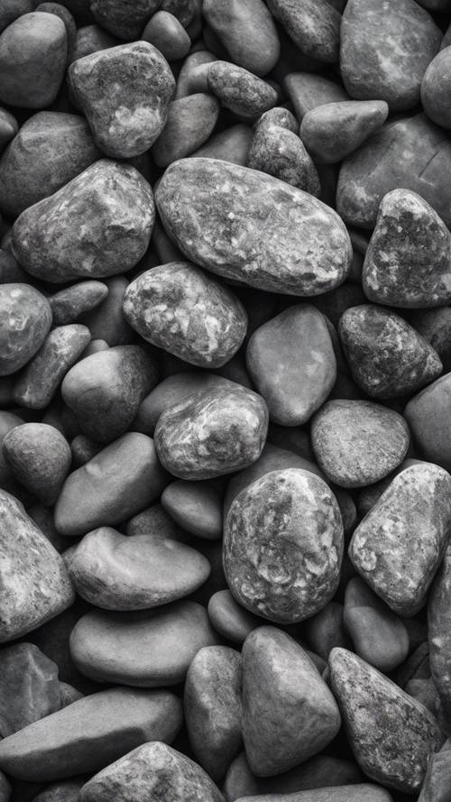 Una imagen monocromática que resalta la textura rugosa de las piedras grises de las montañas.