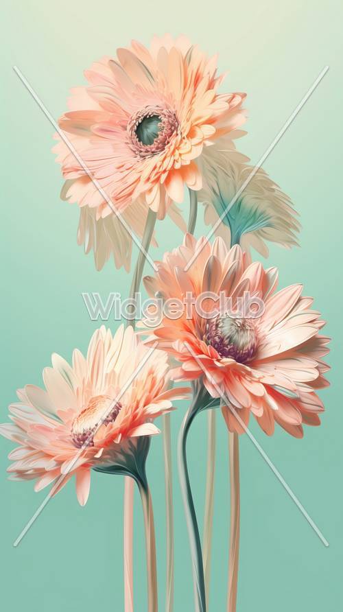 かわいいパステルカラーの花々が画面を彩る壁紙集