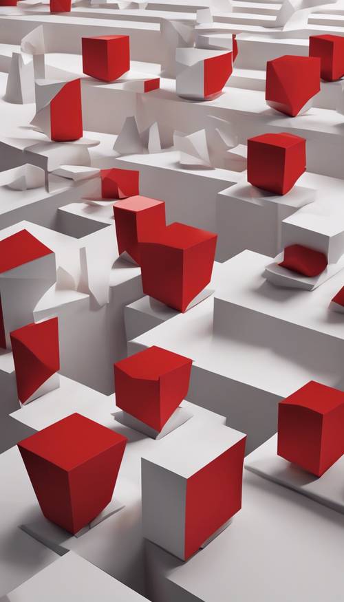 Eine minimalistische Darstellung geometrischer Formen in Rot vor dem starken Kontrast eines monochromen Hintergrunds. Hintergrund [438064d8cefa4d378ea6]