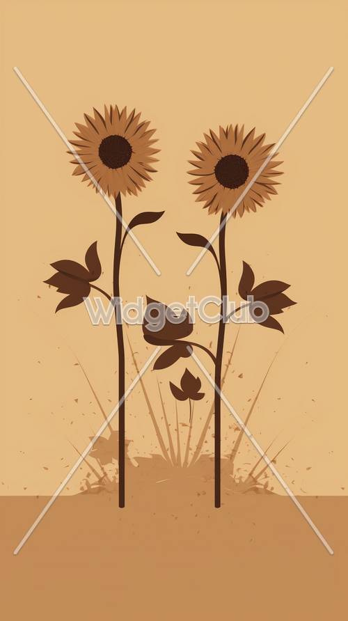 Sunflower Silhouette Design Tapet [a591616928a24b84997e]