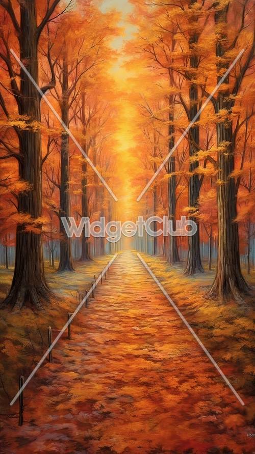 Caminho da floresta de outono