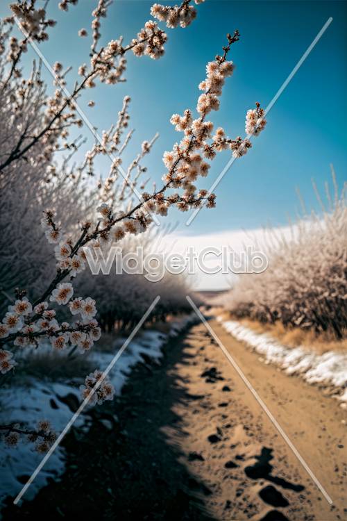 Cherry Blossoms by the Country Road