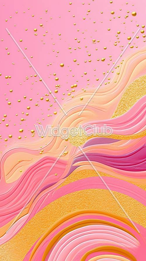 Swirling Colors and Golden Dots Art