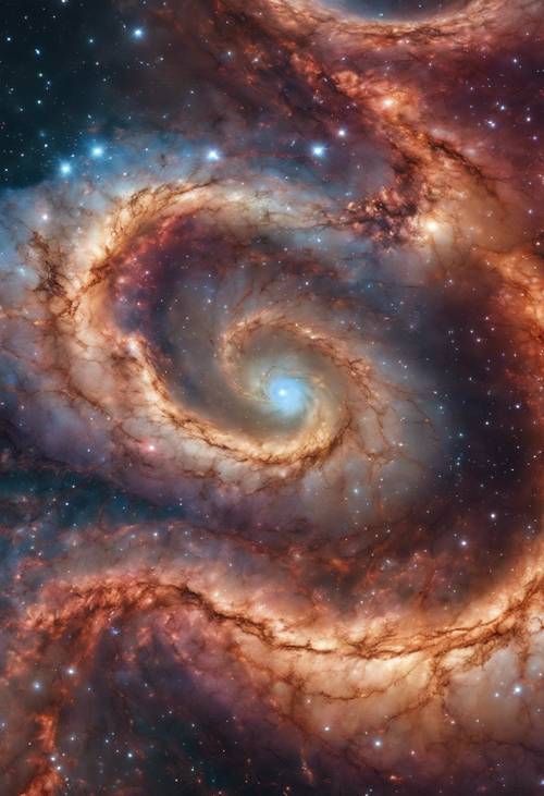 Twisting tendrils of various radiant colors form a stunning image of a Whirlpool galaxy.