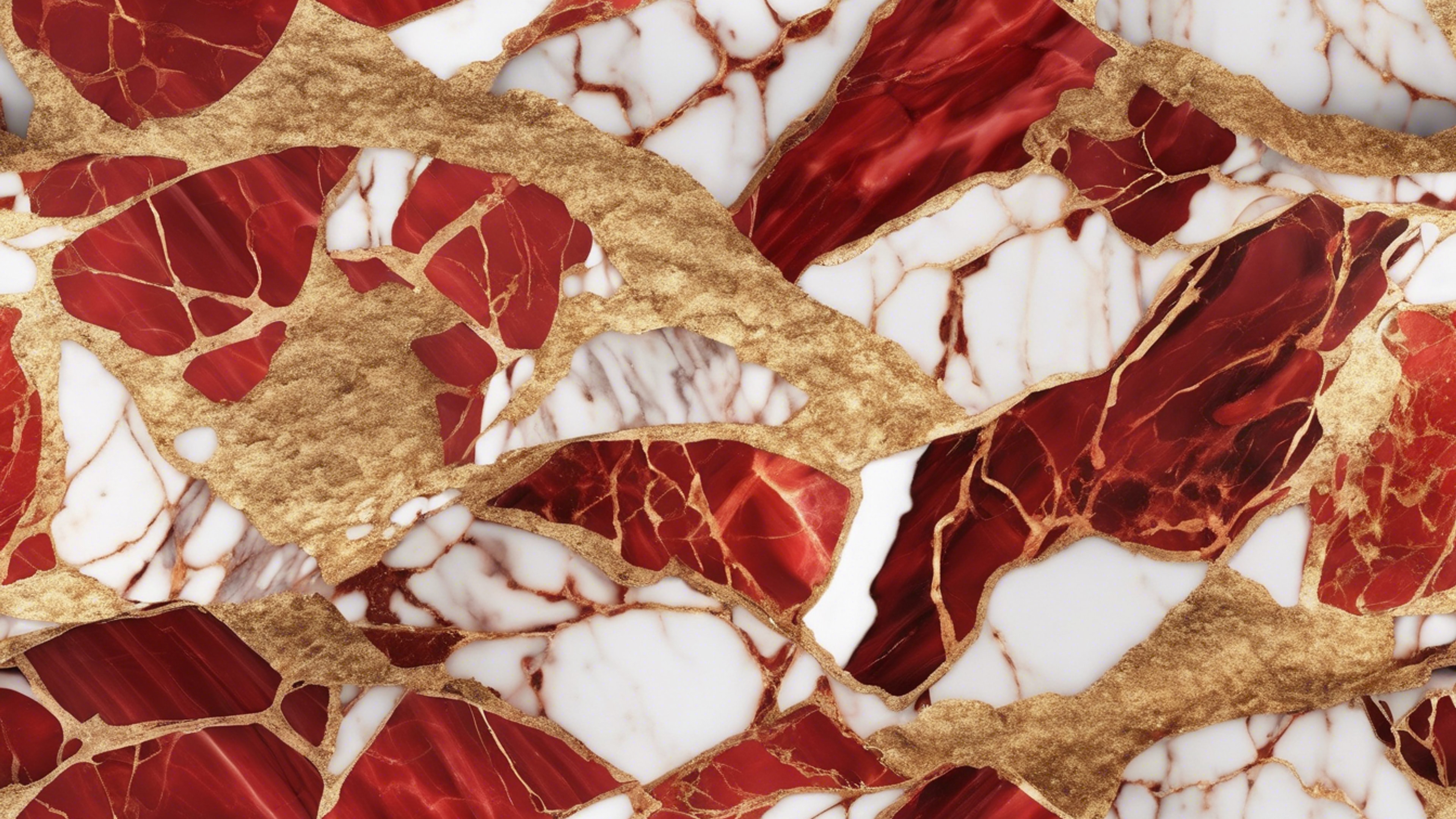Seamless pattern of red and gold marble set that reflects an elegant aesthetic. Tapeta[f027cacdf9b04c65aa51]