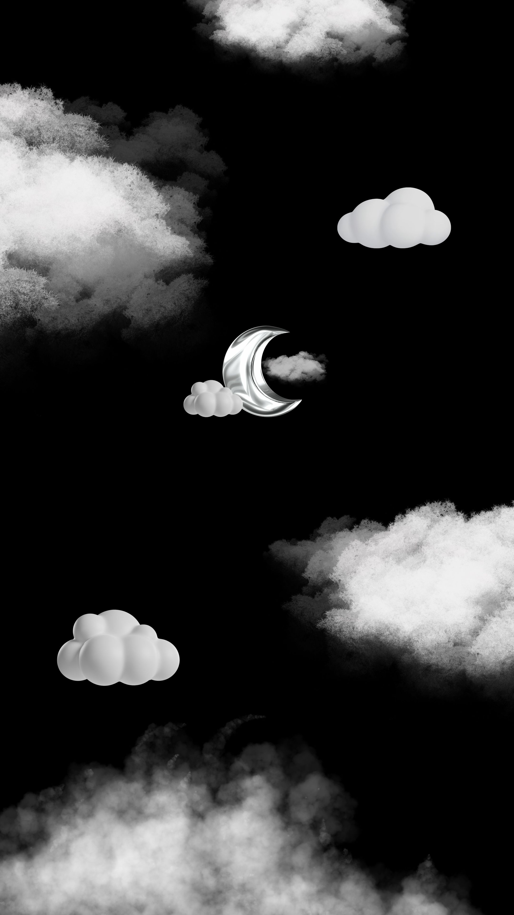 Dreamy Night Sky with Moon and Clouds Behang[7bf29b10e3cc452680c9]