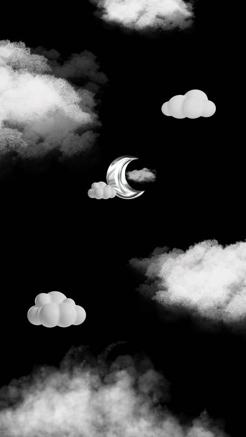 Dreamy Night Sky with Moon and Clouds